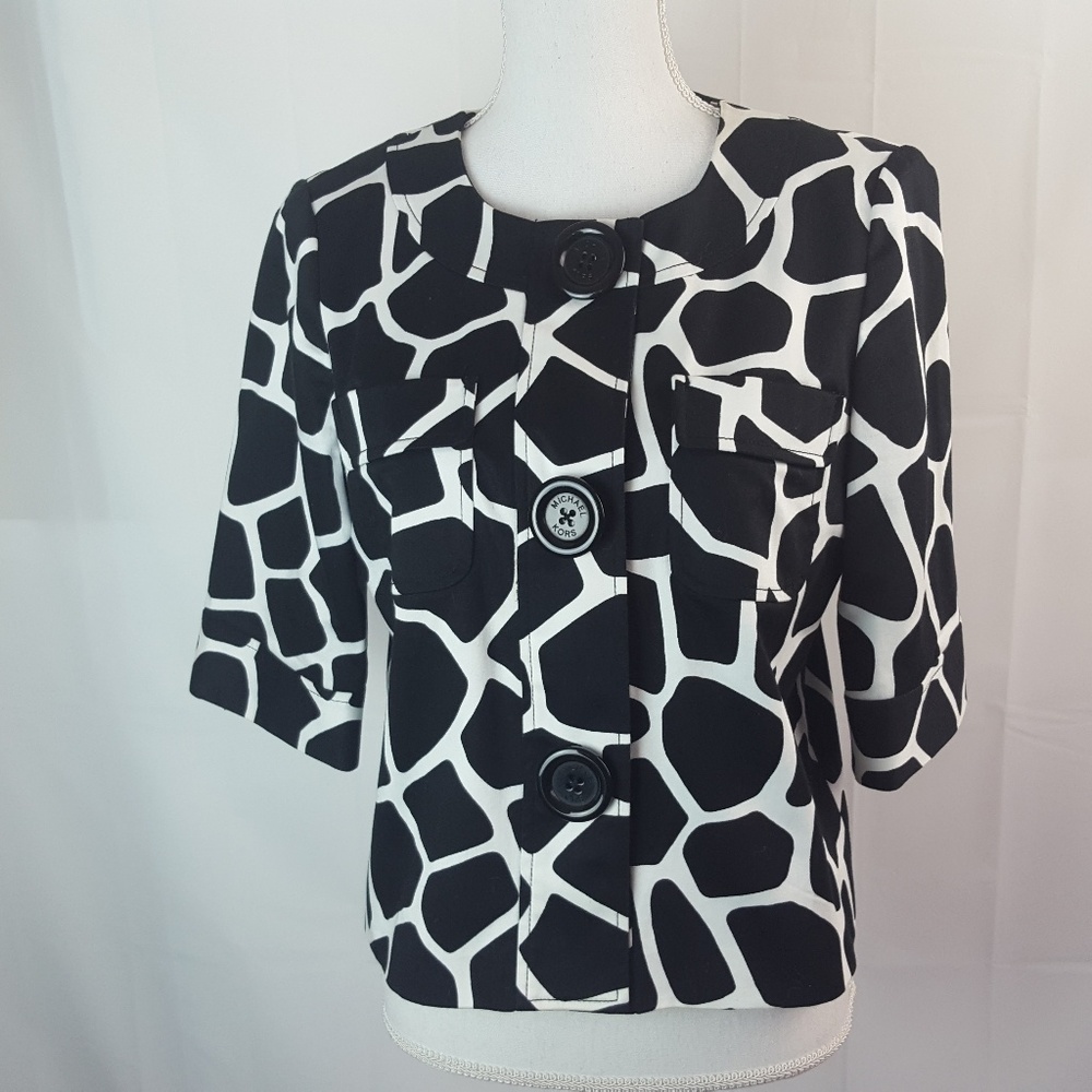 Michael Kors Women's Blazer Black & White 3/4 Slvs